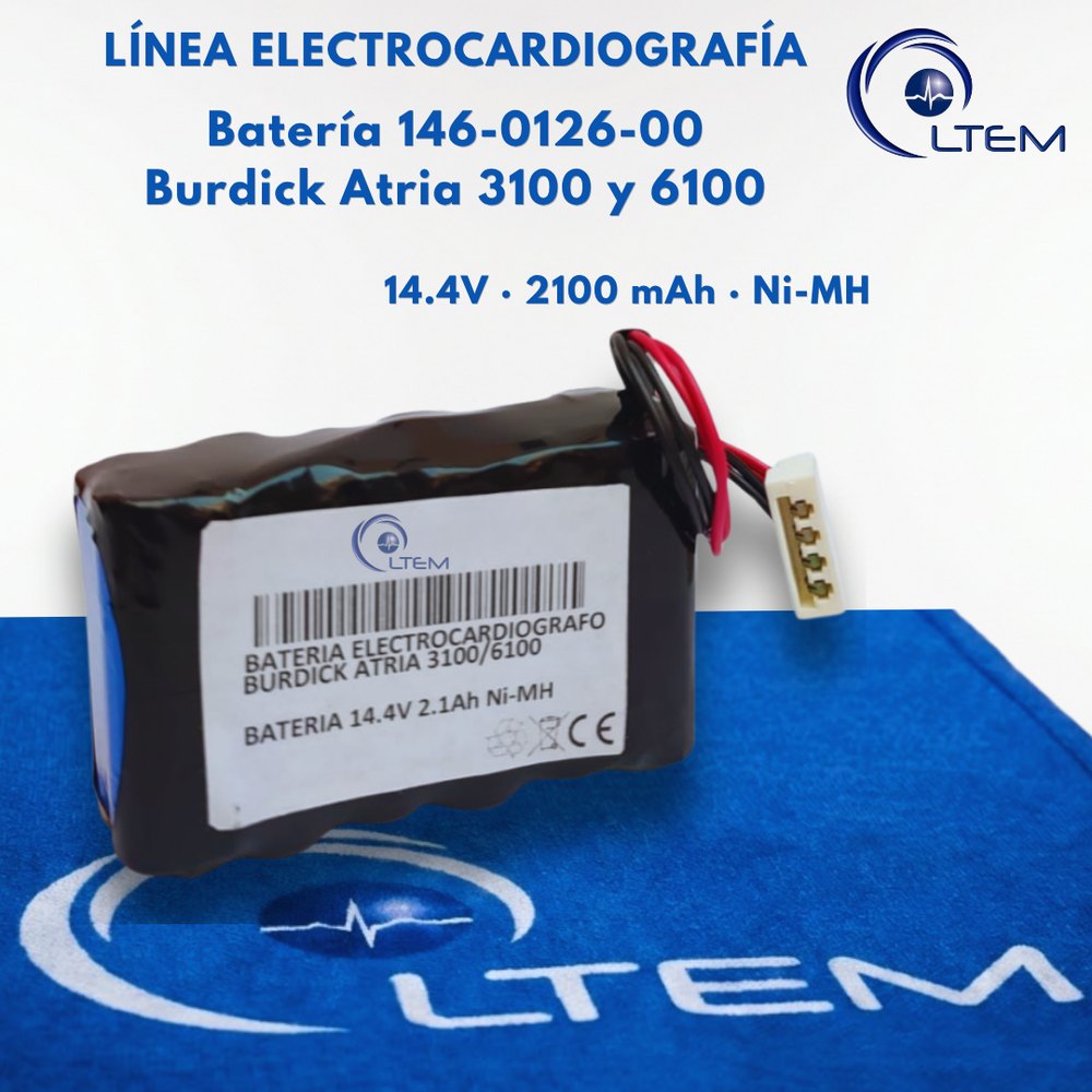 Batería 146-0126-00 de 14.4V y 2100 mAh para electrocardiógrafo Burdick Atria 3100 y 6100