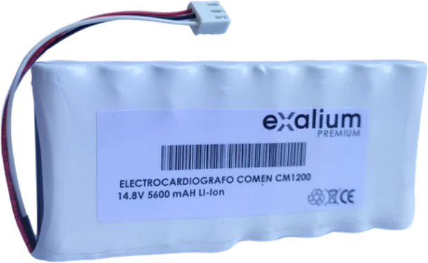Batería CM1200A para electrocardiógrafo Comen CM-1200, foto real sin fondo