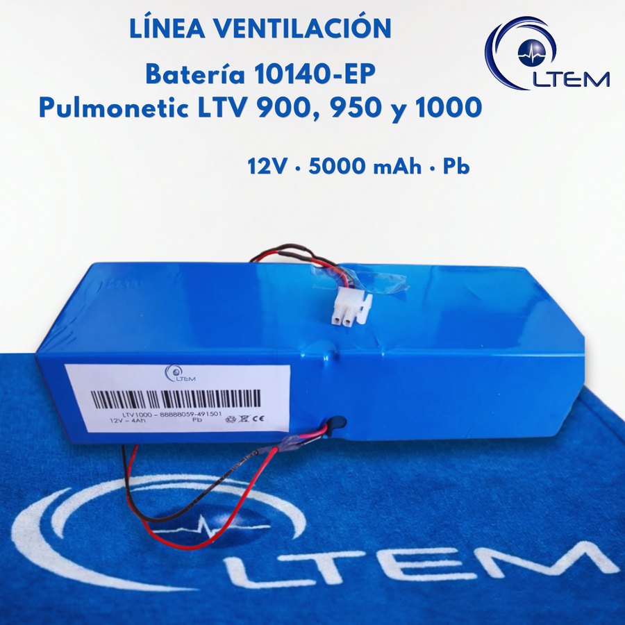 Batería 10140-EP de 12V y 5000 mAh para ventilador Pulmonetic LTV 900, 950 y 1000