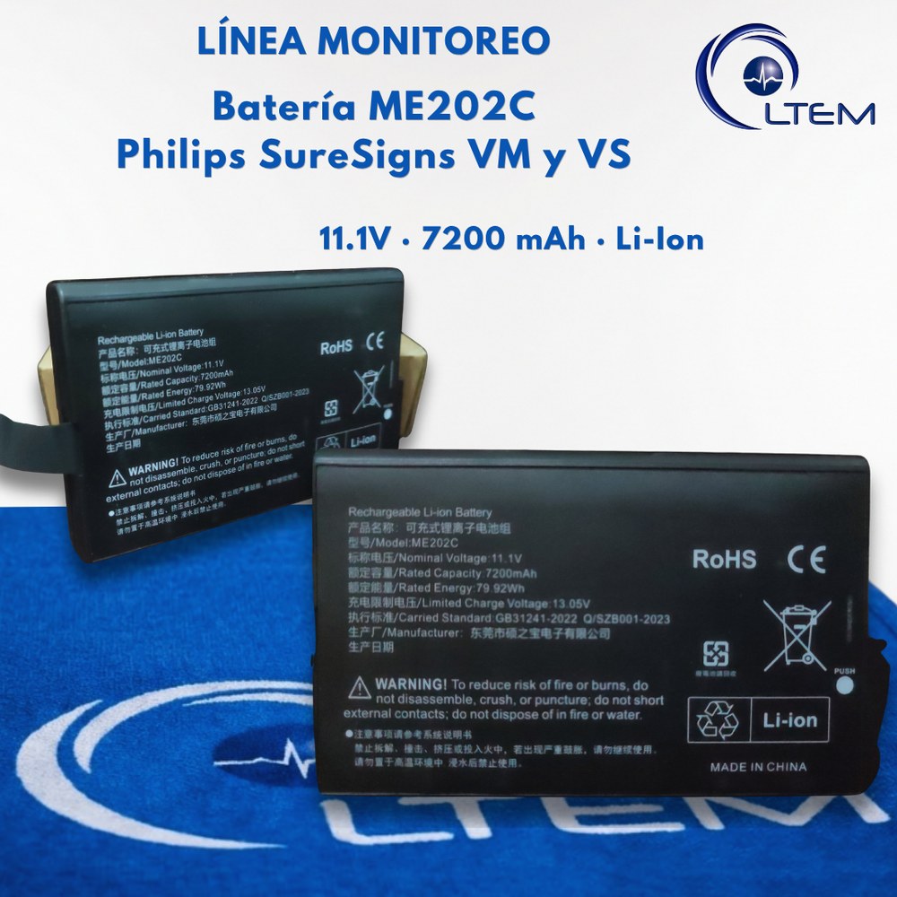 Batería ME202C de 11.1V 7200mAh para monitor Philips SureSigns