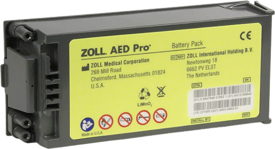 Batería 8000-0860-01 para desfibrilador ZOLL AED Pro, foto real sin fondo